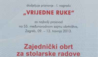 !. nagrada "Vrijedne ruke"